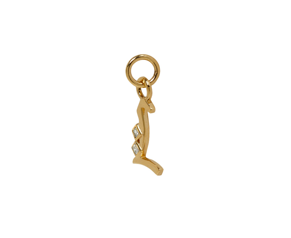 Square Cut Diamond Initial L Pendant ONLY