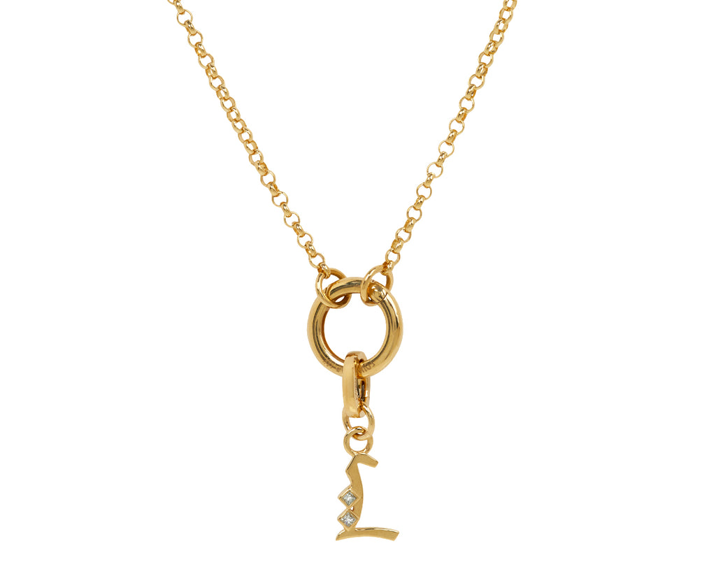 Square Cut Diamond Initial L Pendant ONLY