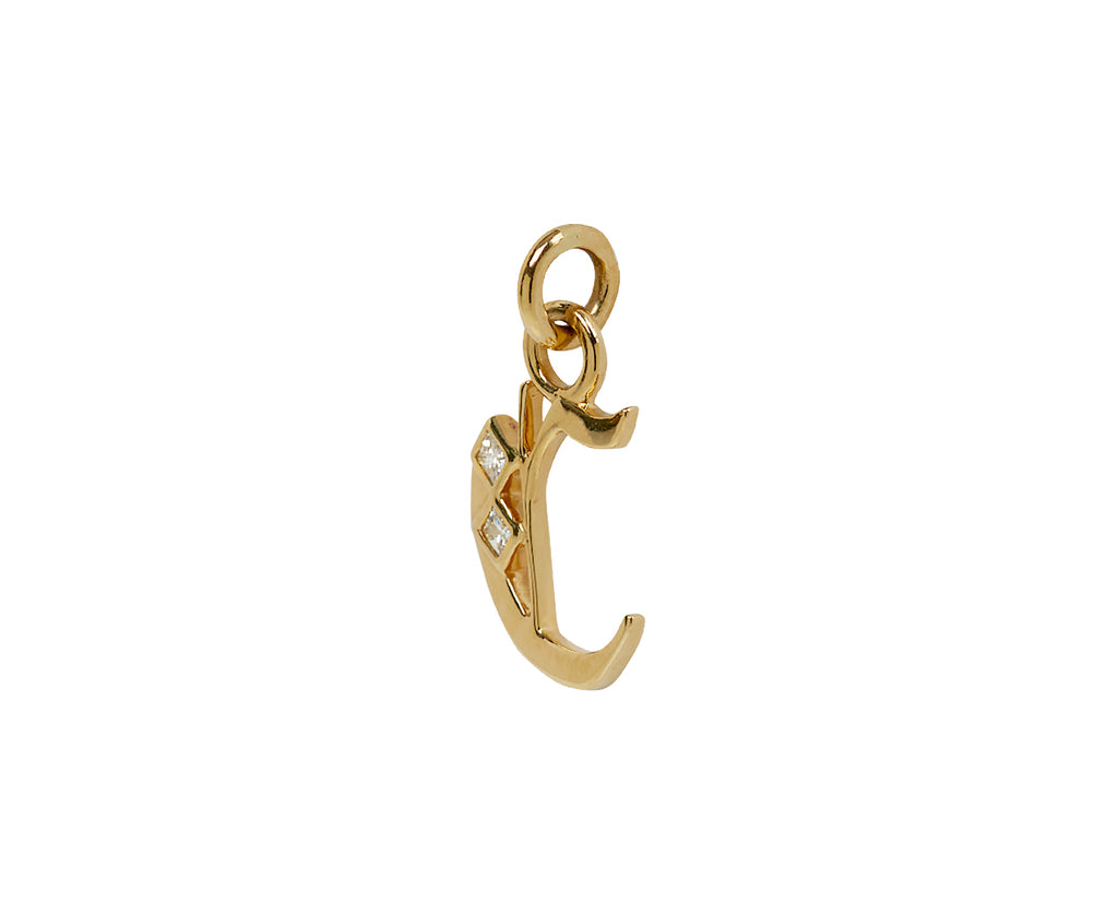 Square Cut Diamond Initial C Pendant ONLY