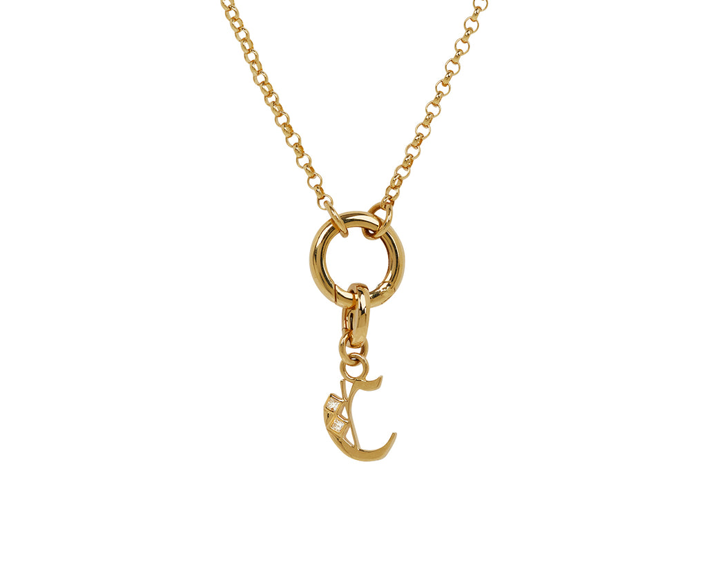 Square Cut Diamond Initial C Pendant ONLY