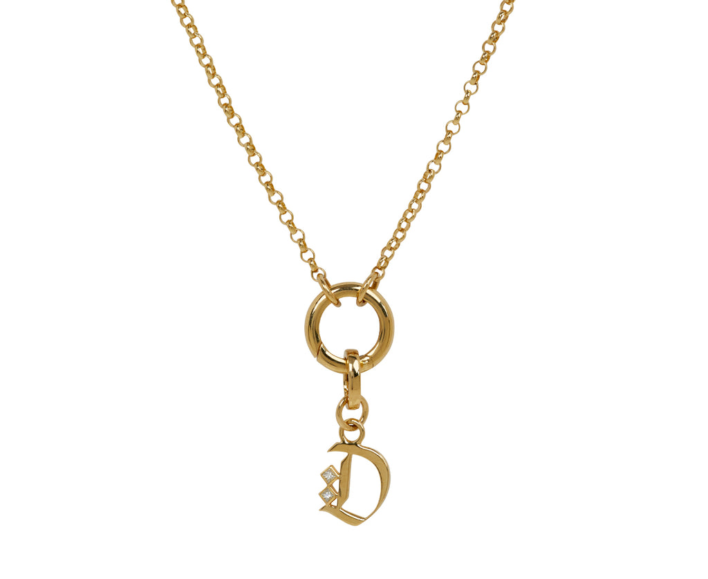 Square Cut Diamond Initial D Pendant ONLY