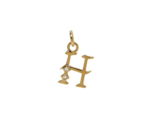 Square Cut Diamond Initial H Pendant ONLY