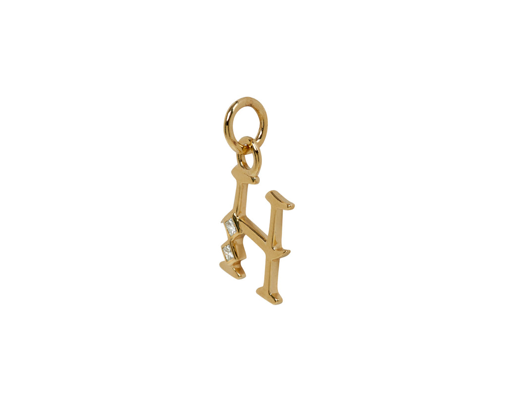 Square Cut Diamond Initial H Pendant ONLY