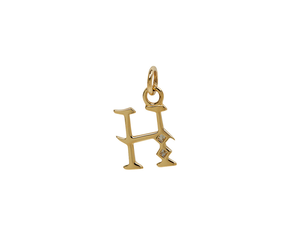Square Cut Diamond Initial H Pendant ONLY