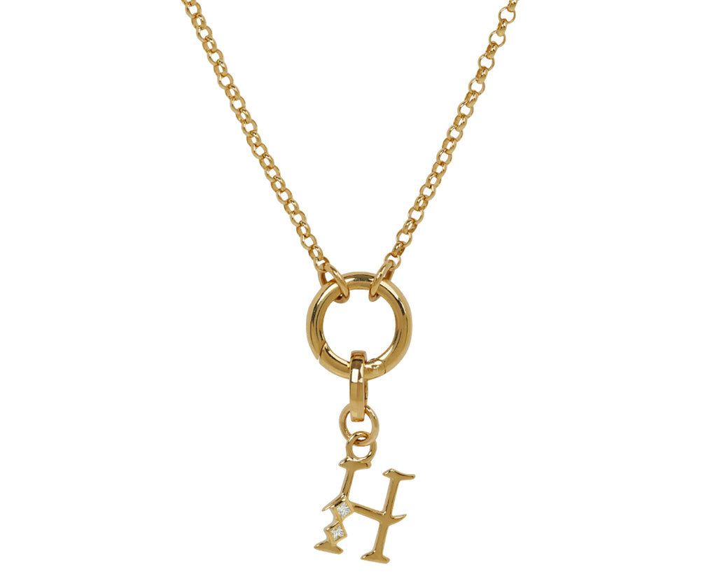 Square Cut Diamond Initial H Pendant ONLY
