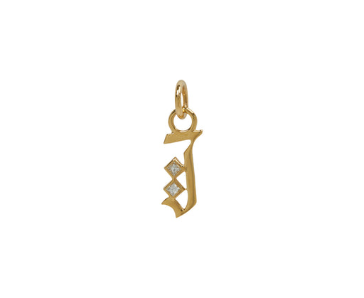 Square Cut Diamond Initial J Pendant ONLY