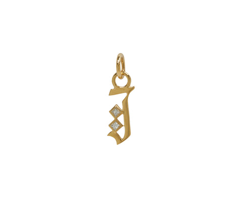 Square Cut Diamond Initial J Pendant ONLY