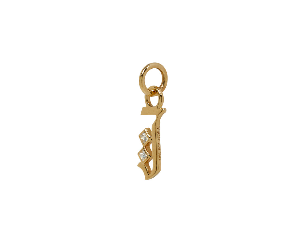 Square Cut Diamond Initial J Pendant ONLY