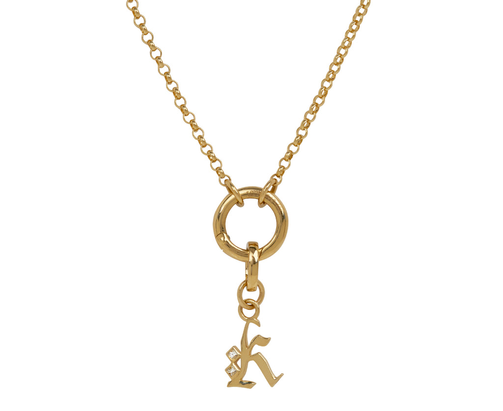 Square Cut Diamond Initial K Pendant ONLY
