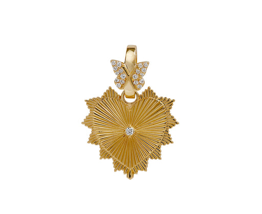 Medium Heart Love Token Medallion with Butterfly Annex Link