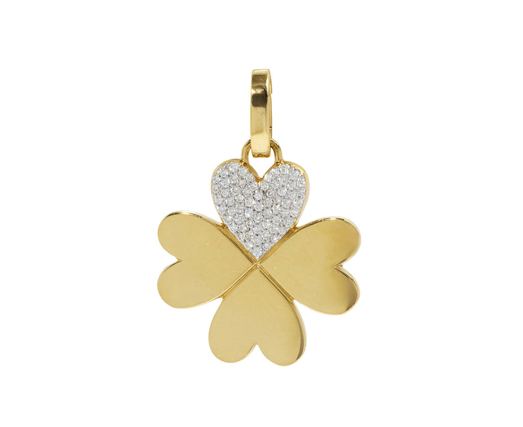 Medium Pave Four Heart Clover with Oval Pushgate - TWISTonline 