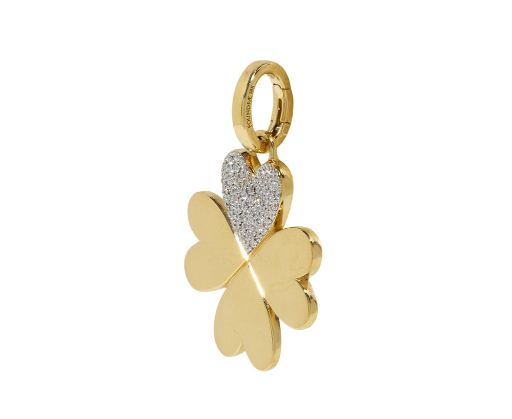 Medium Pave Four Heart Clover with Oval Pushgate - TWISTonline 