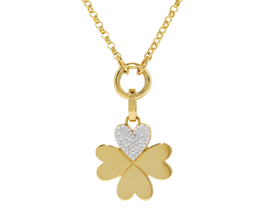 Medium Pave Four Heart Clover with Oval Pushgate - TWISTonline 