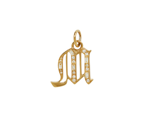 Medium Diamond "M" Initial Pendant ONLY