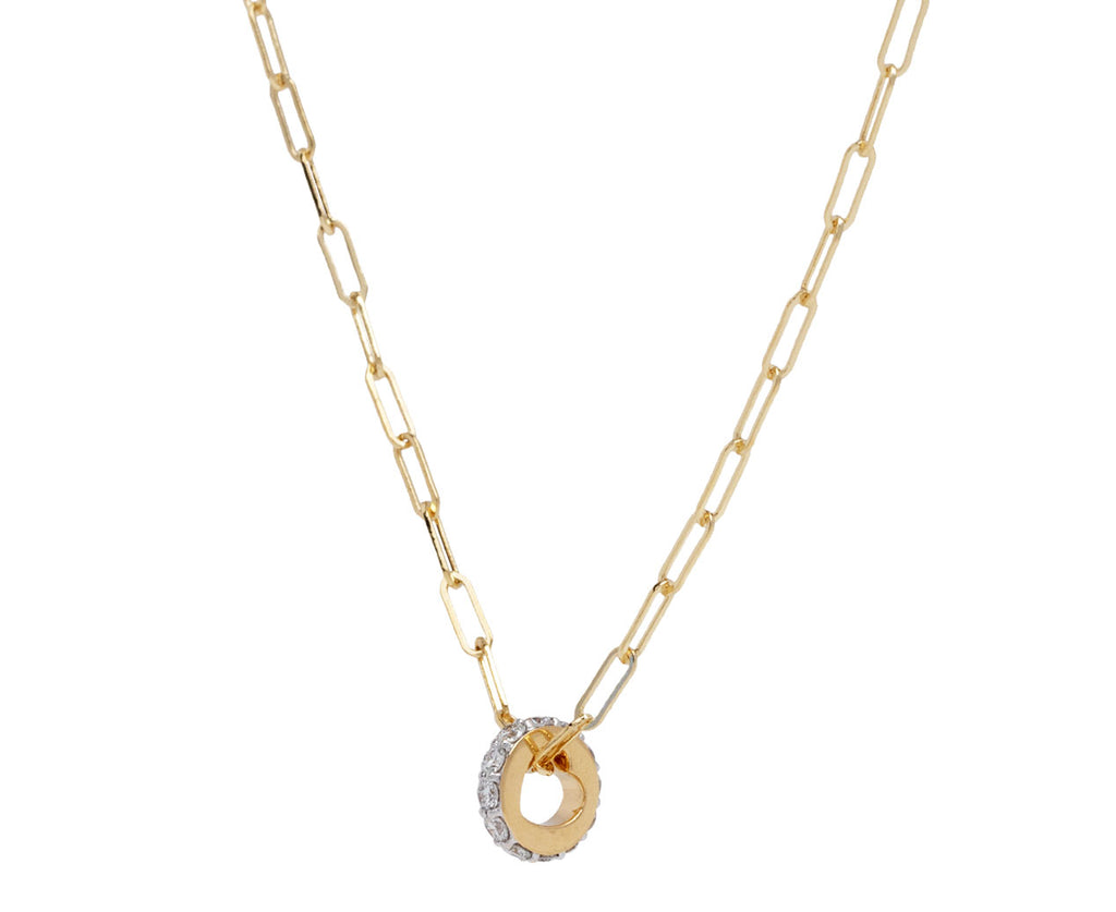 Foundrae Super Fine Clip Chain Diamond Edge Heart Beat Necklace Side View