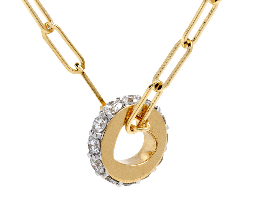 Foundrae Super Fine Clip Chain Diamond Edge Heart Beat Necklace Close Up