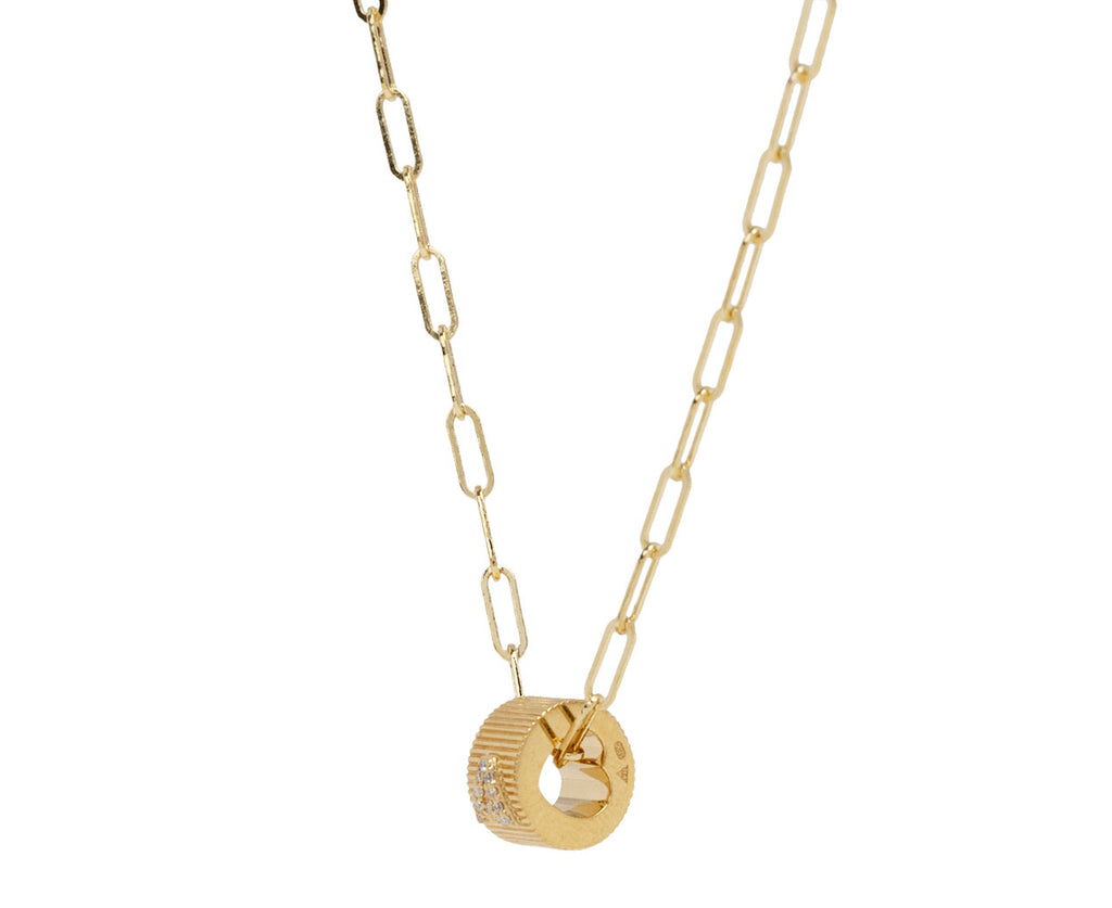 Foundrae Super Fine Clip Diamond Initial 'A' Heart Beat Necklace  Side