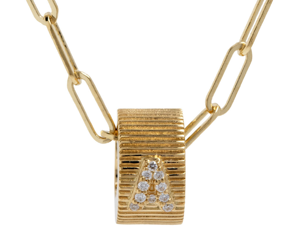 Foundrae Super Fine Clip Diamond Initial 'A' Heart Beat Necklace Close Up