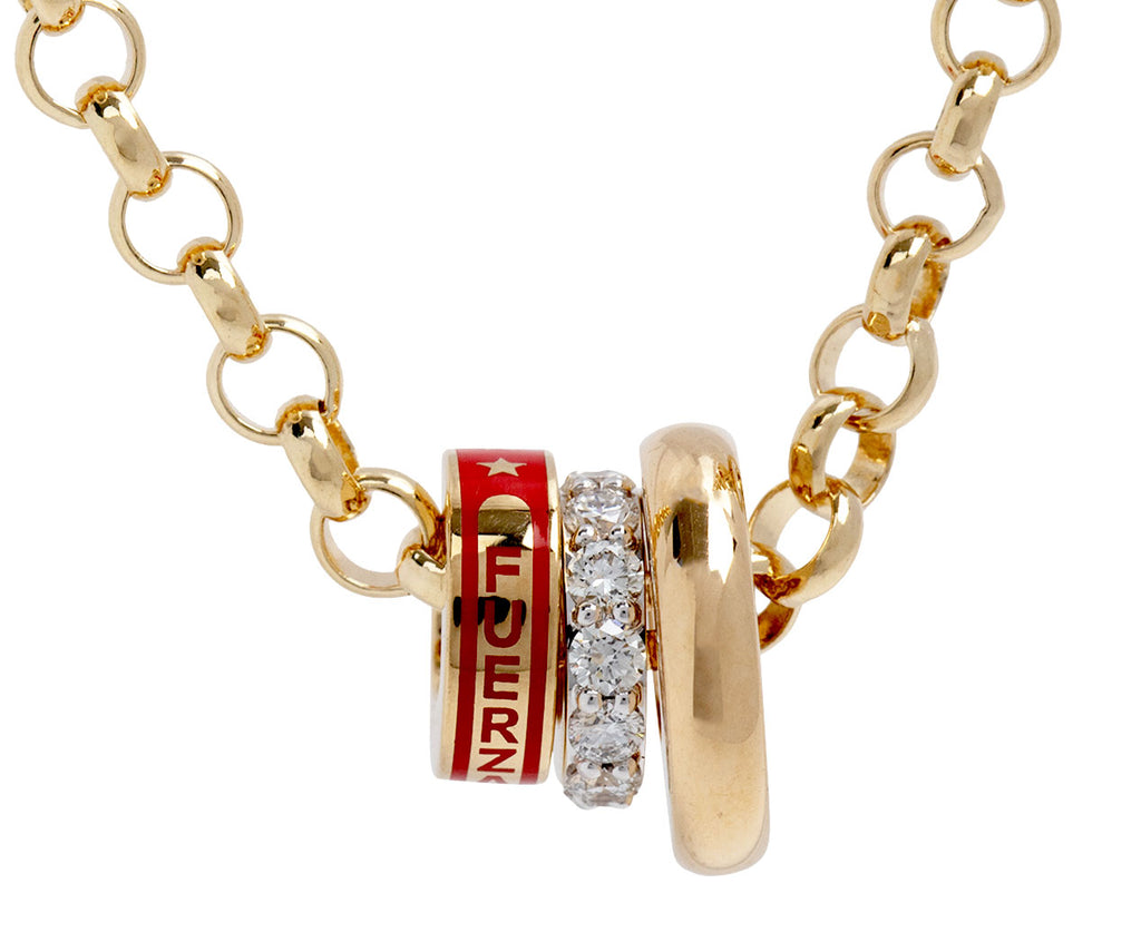Foundrae Strength and Diamond Heart Beat Necklace Close Up
