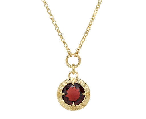 Garnet Internal Compass Fine Belcher Necklace