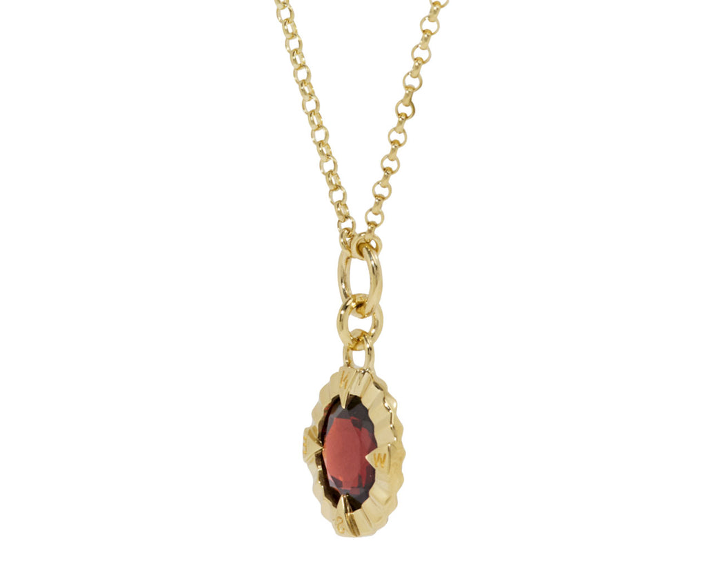 Garnet Internal Compass Fine Belcher Necklace