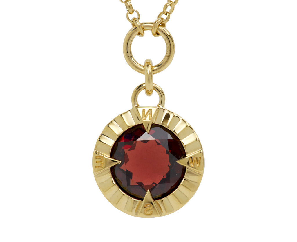 Garnet Internal Compass Fine Belcher Necklace