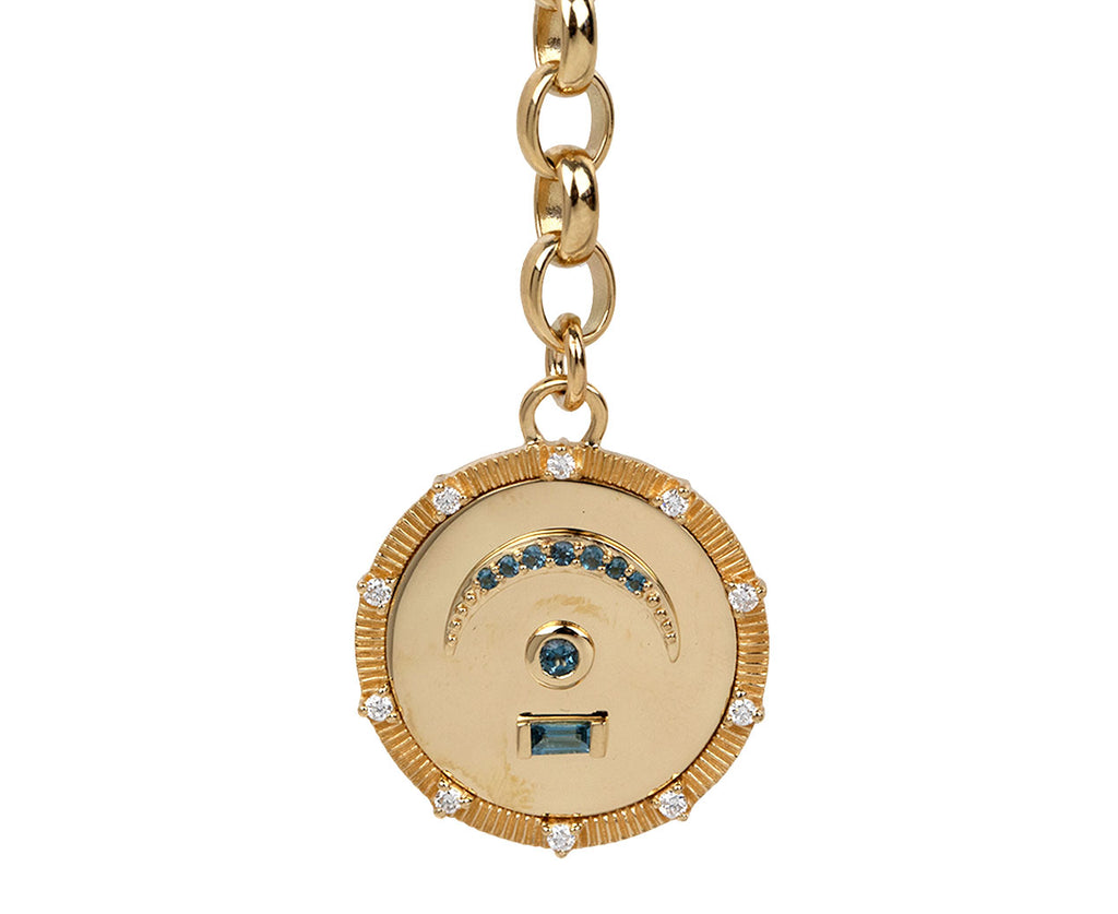 Medium Mixed Belcher and London Blue Topaz Pause Medallion Necklace