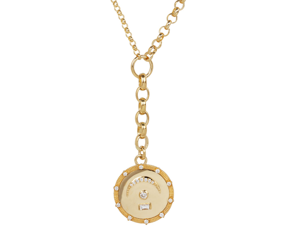 Medium Mixed Belcher and Diamond Pause Medallion Necklace