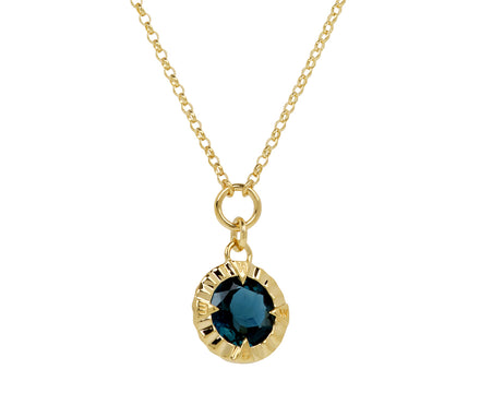 London Blue Topaz Internal Compass Fine Belcher Necklace