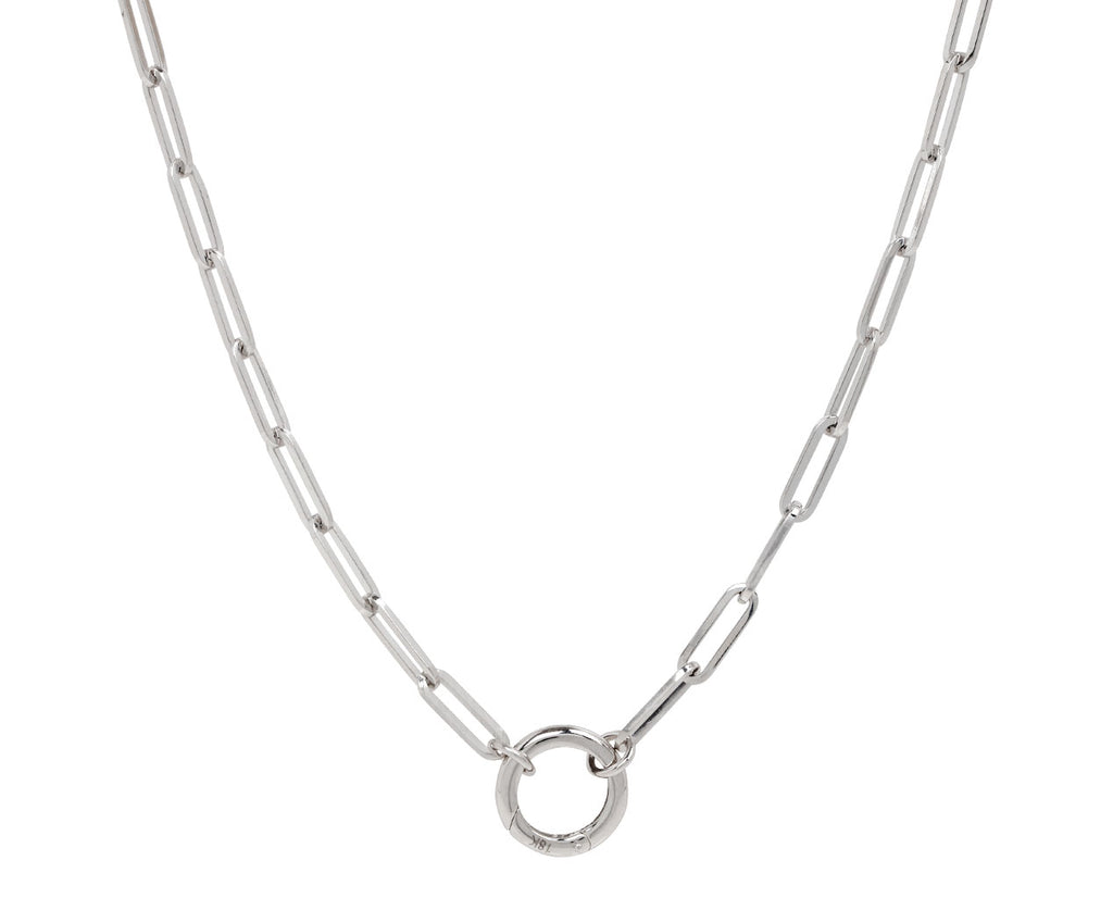 White Gold Classic Fob Clip Chain with Chubby Annex Link Necklace