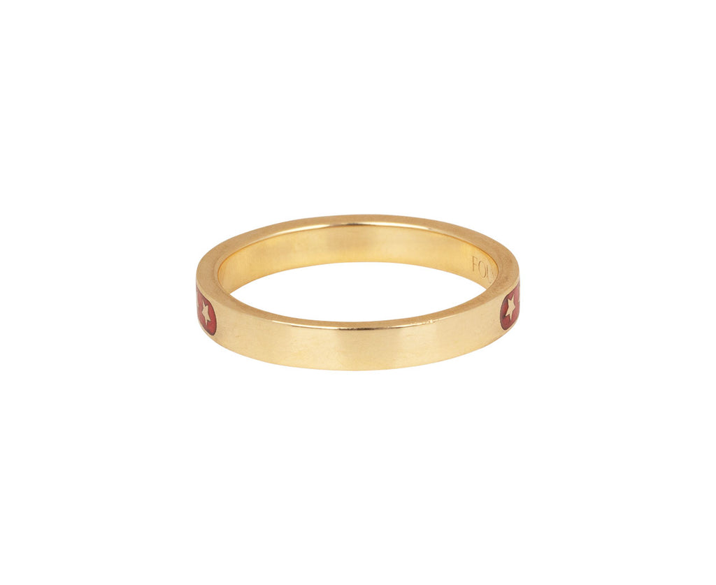 Red Enamel Strength Thin Stacking Band