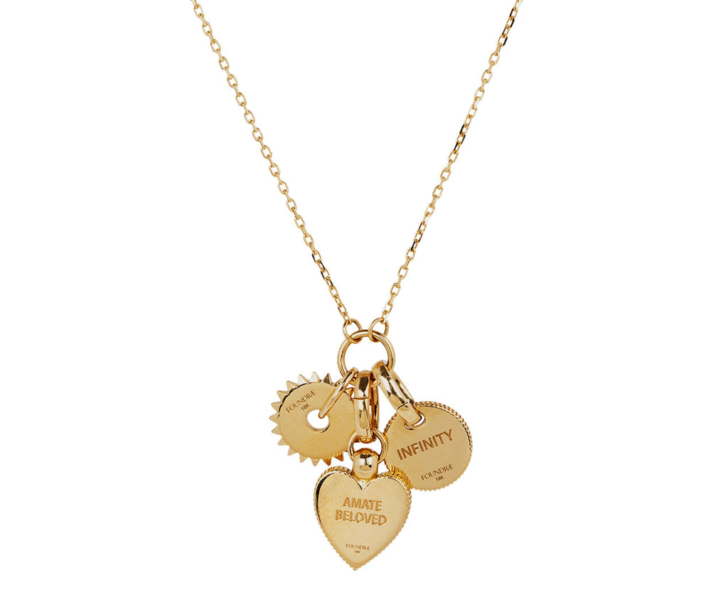 Diamond Disk, Infinity Mini Coin and Diamond Amate Miniature Crest Necklace