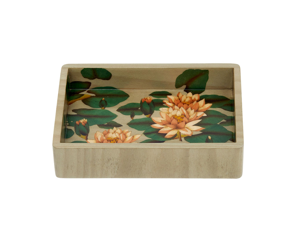 Small Lily Pad Pattern Marquetry Tray