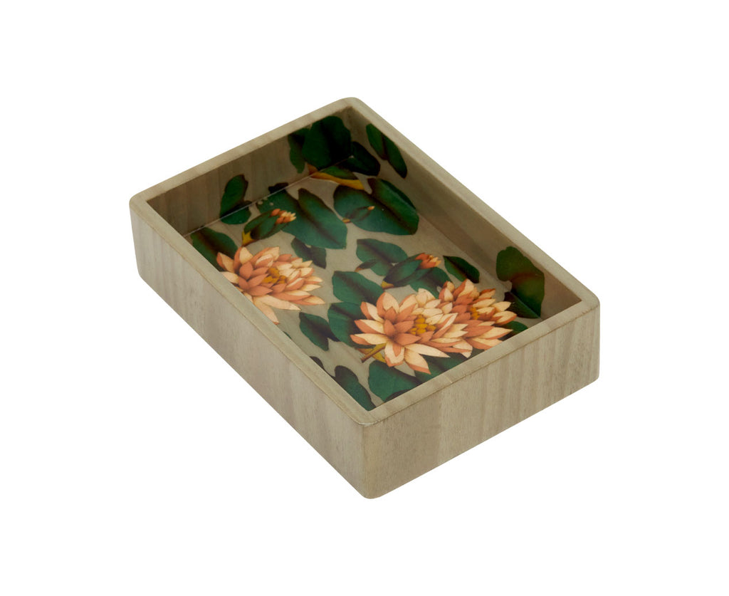 Small Lily Pad Pattern Marquetry Tray