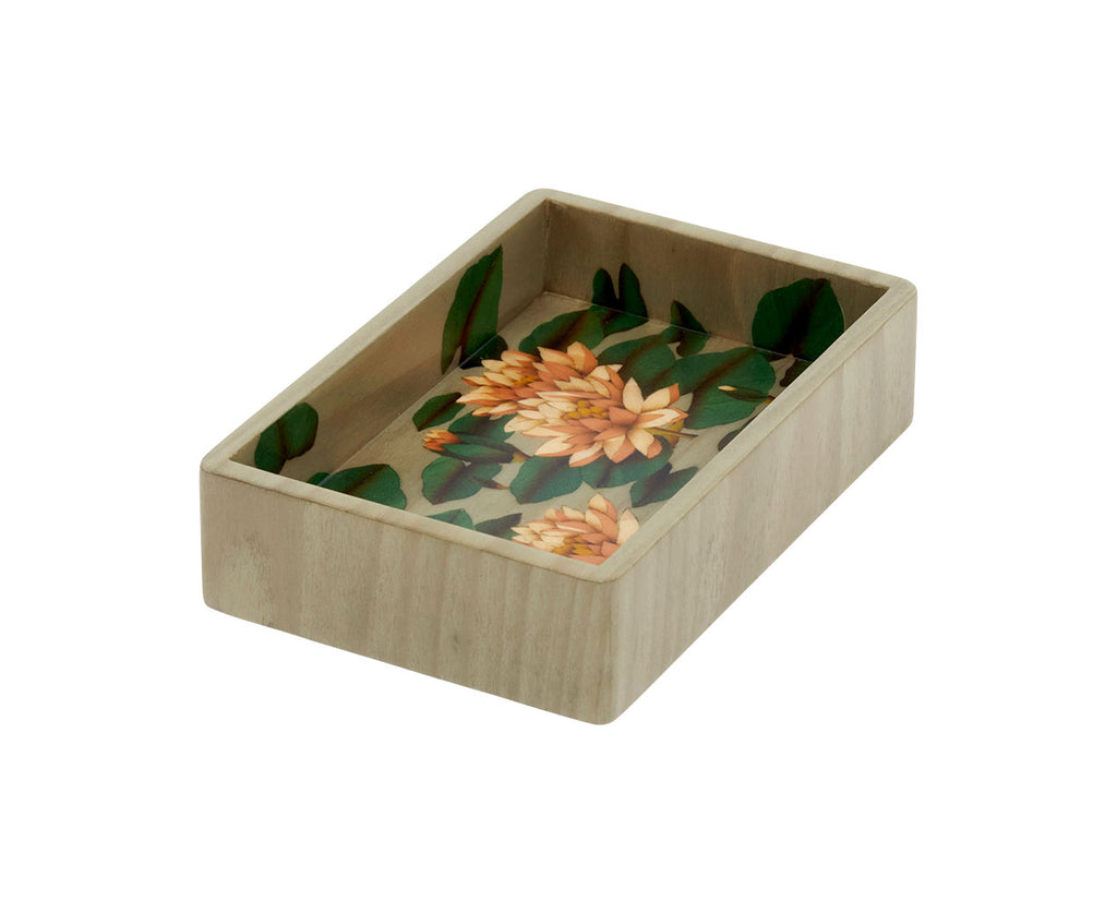 Small Lily Pad Pattern Marquetry Tray