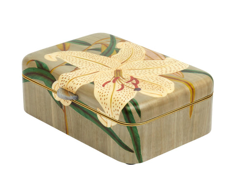 Medium White Lilly Pattern Marquetry Box