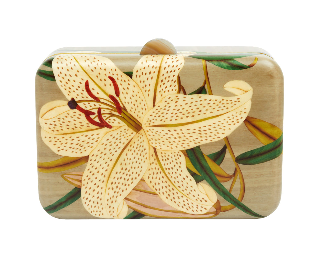 Medium White Lilly Pattern Marquetry Box