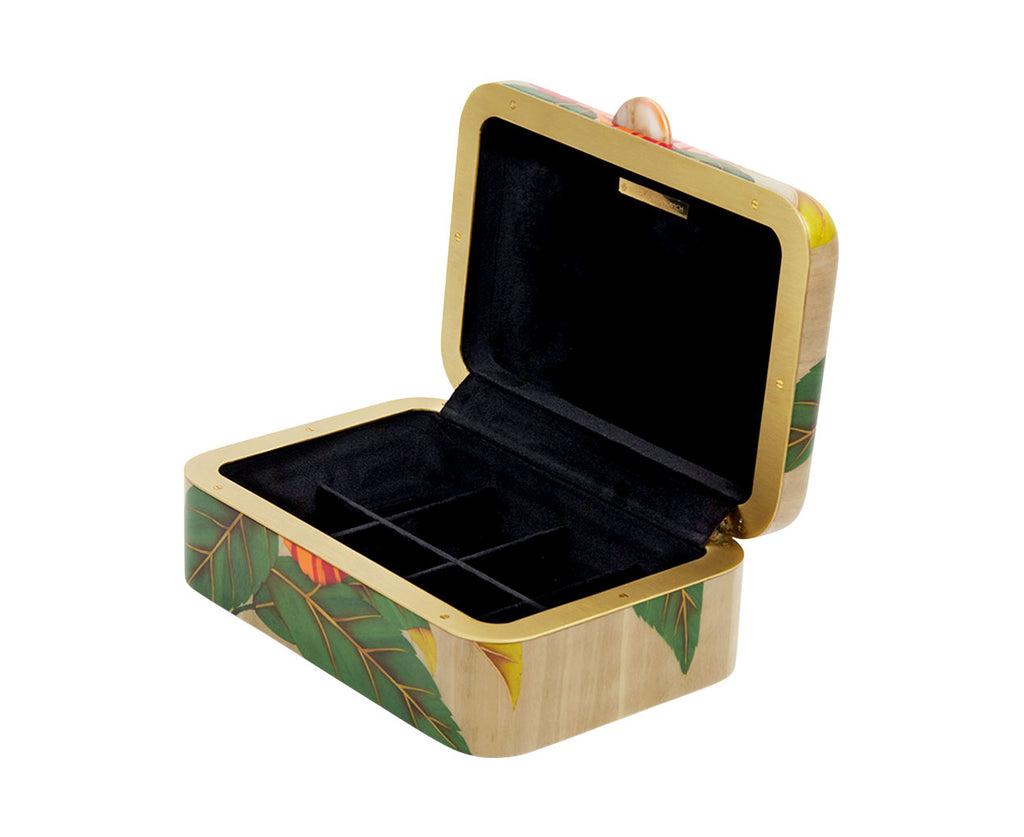 Red Peony Marquetry Box