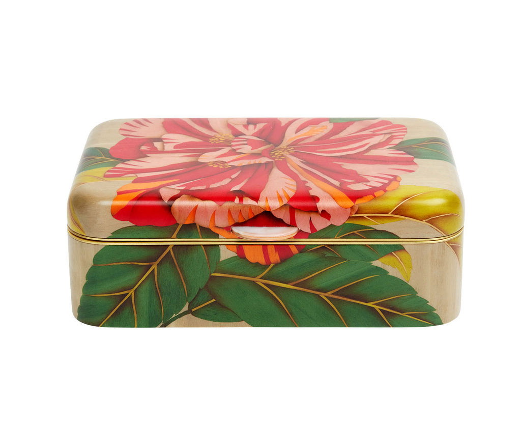Red Peony Marquetry Box