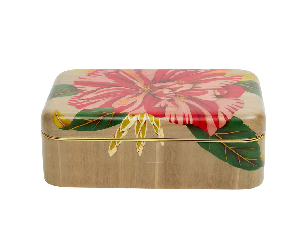 Red Peony Marquetry Box