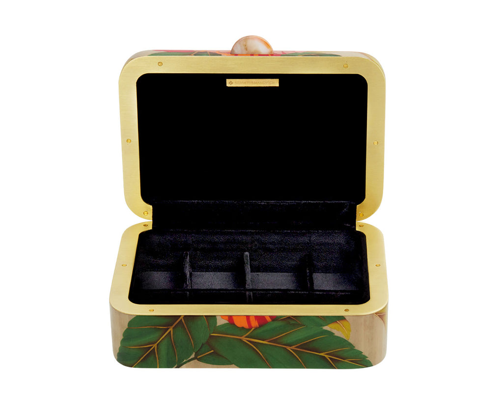 Red Peony Marquetry Box