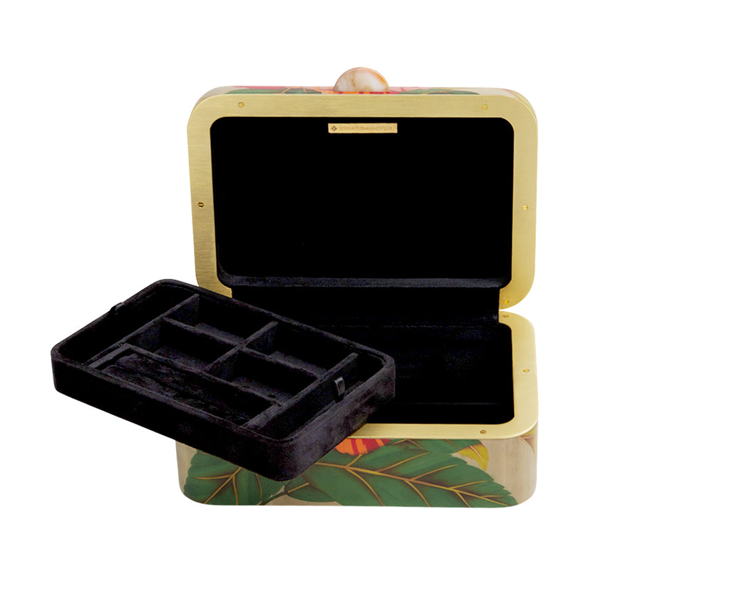 Red Peony Marquetry Box