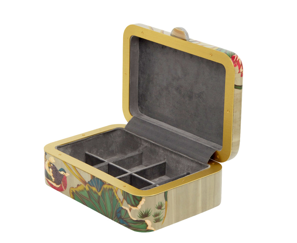 Medium Pink Flower Pattern Marquetry Box