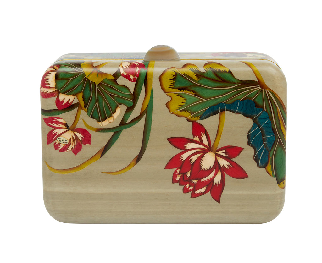 Medium Pink Flower Pattern Marquetry Box