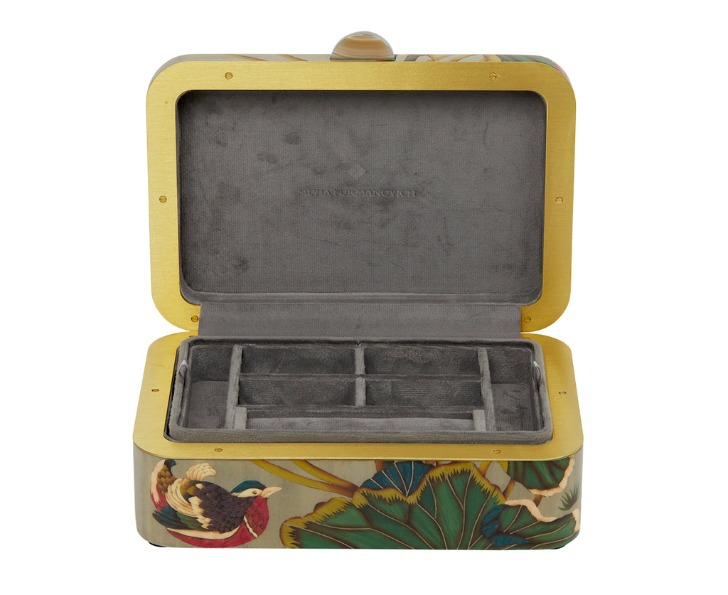 Medium Pink Flower Pattern Marquetry Box