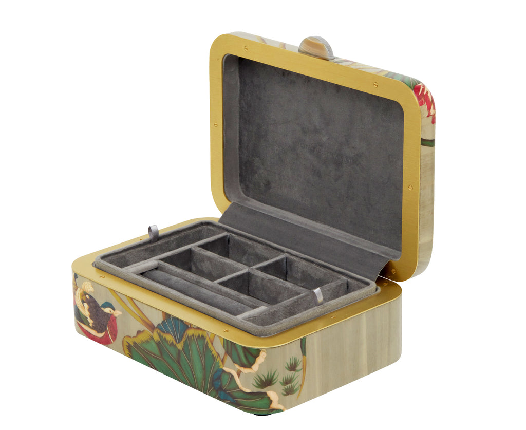 Medium Pink Flower Pattern Marquetry Box
