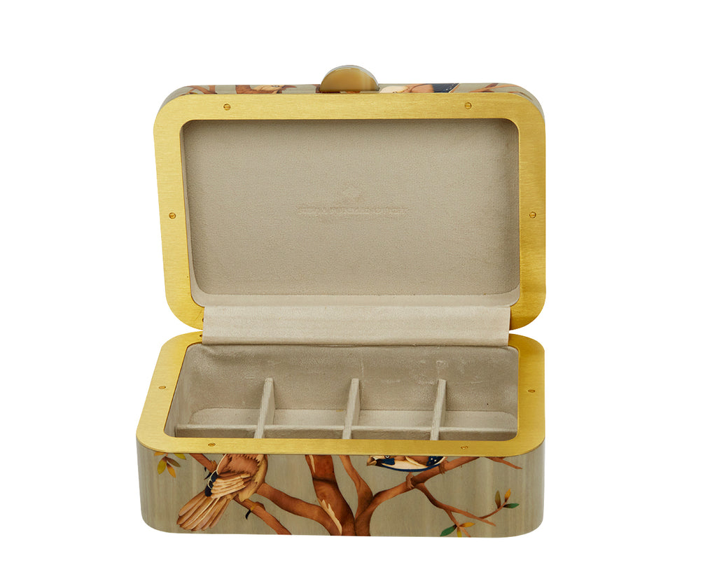 Medium Bird Pattern Marquetry Box