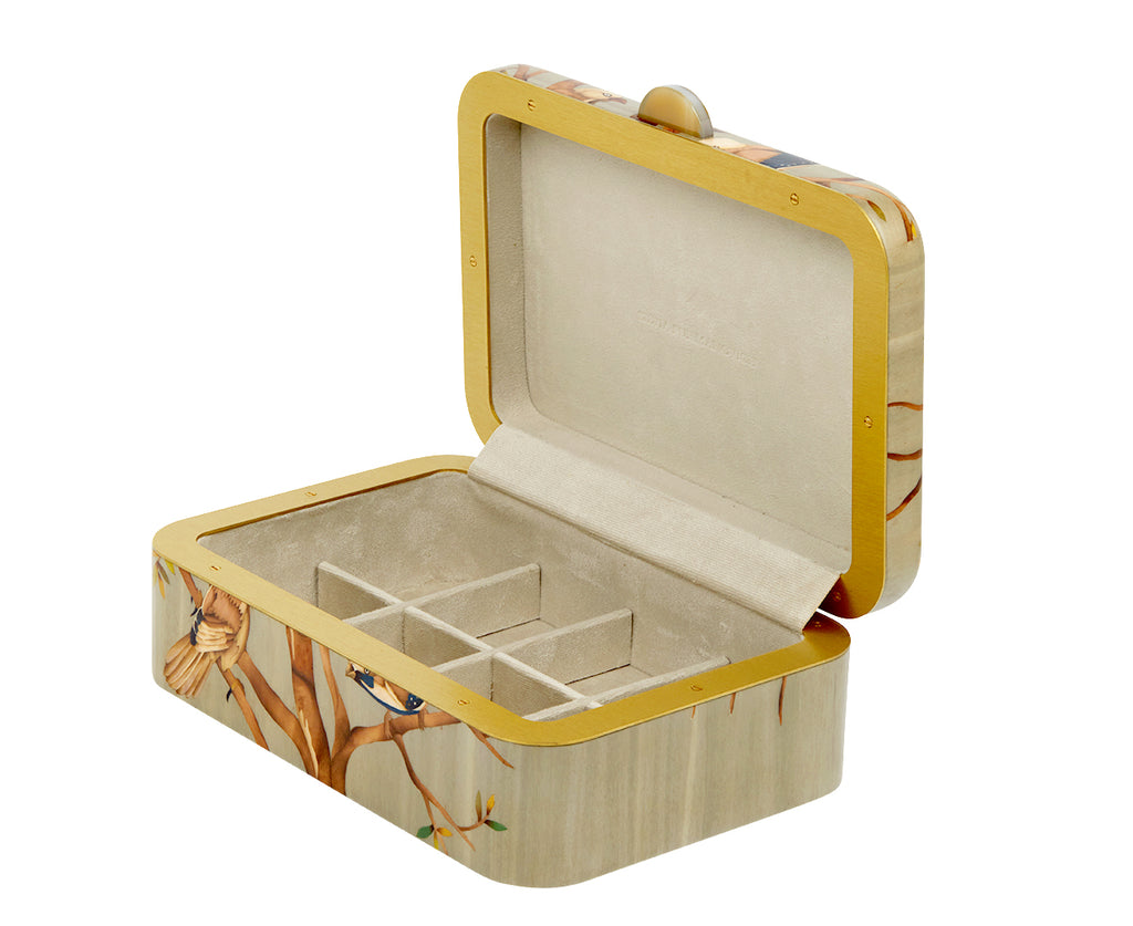 Medium Bird Pattern Marquetry Box