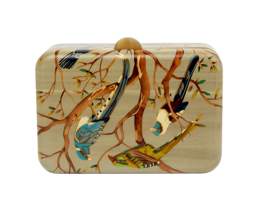 Medium Bird Pattern Marquetry Box