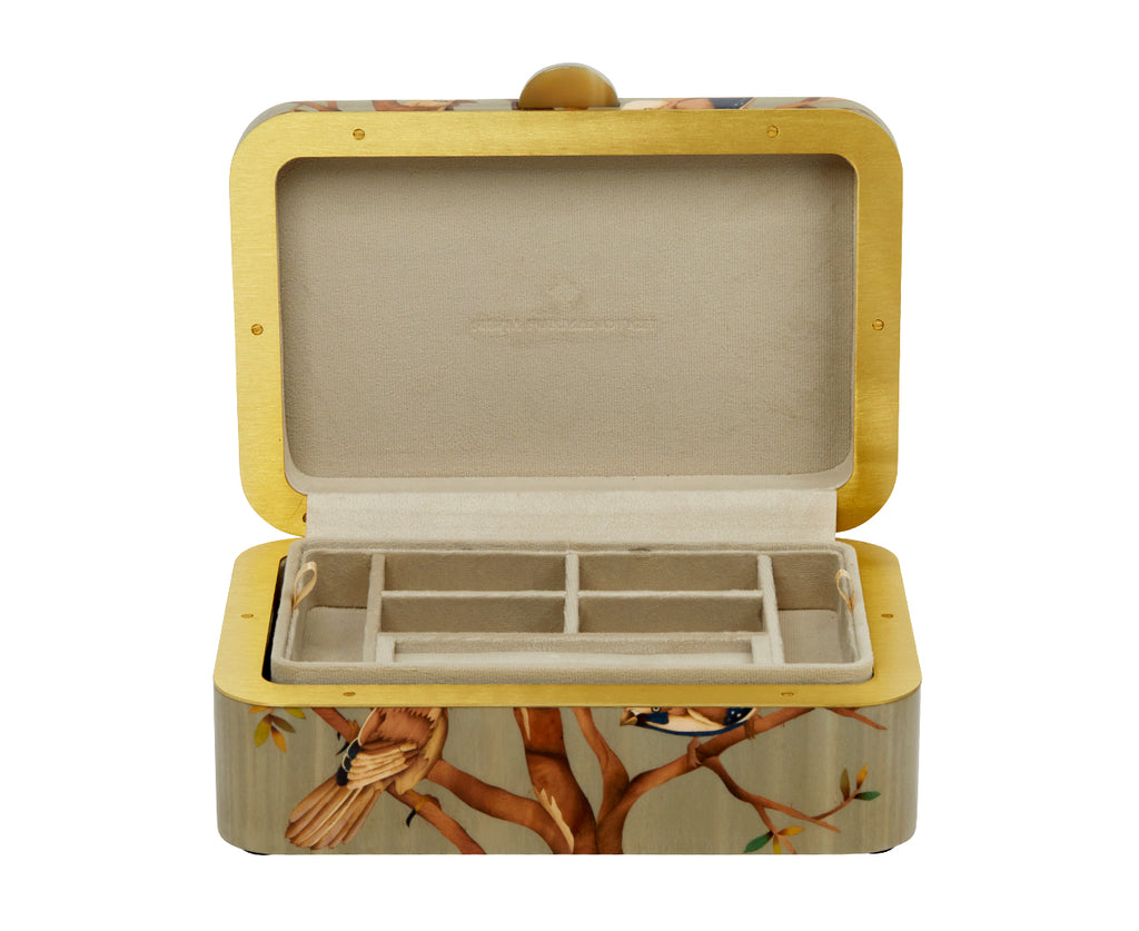 Medium Bird Pattern Marquetry Box
